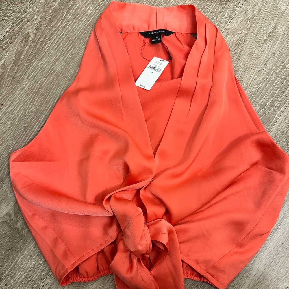Banana Republic Factory Coral Wrap Blouse